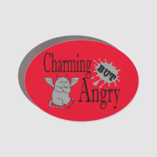 Charming but angry little devil cat funny quote car magnet