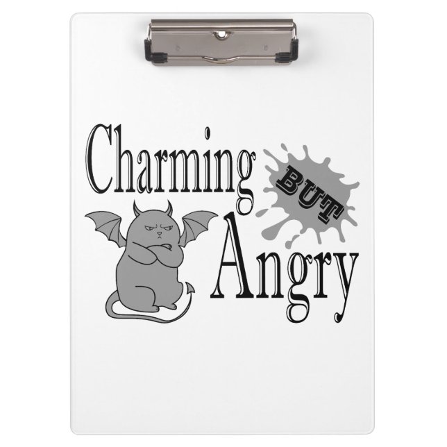 Charming but angry little devil cat funny quote clipboard (Front)