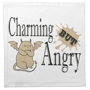 Charming but angry little devil cat funny quote cloth napkin
