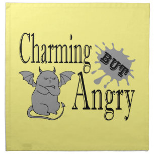 Charming but angry little devil cat funny quote cloth napkin