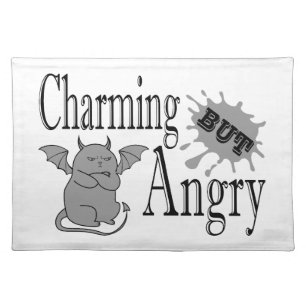 Charming but angry little devil cat funny quote cloth placemat
