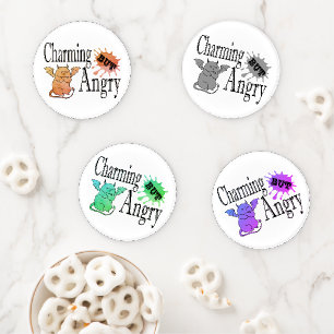 Charming but angry little devil cat funny quote coaster set