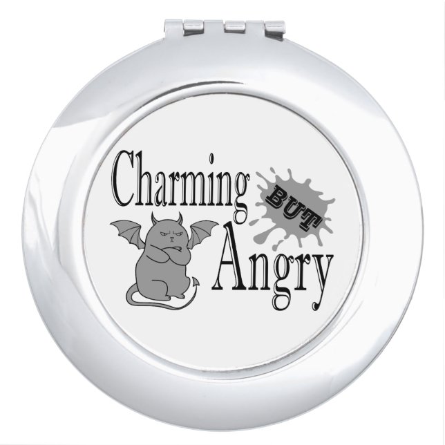 Charming but angry little devil cat funny quote compact mirror (Front)