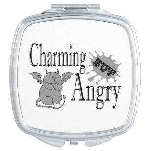 Charming but angry little devil cat funny quote compact mirror