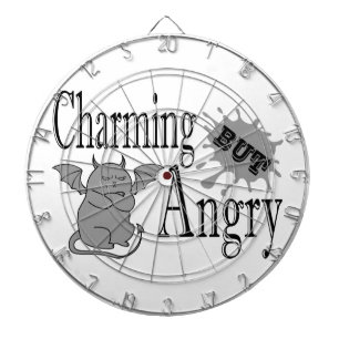 Charming but angry little devil cat funny quote dart board