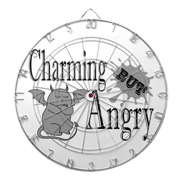 Charming but angry little devil cat funny quote dart board (Front)