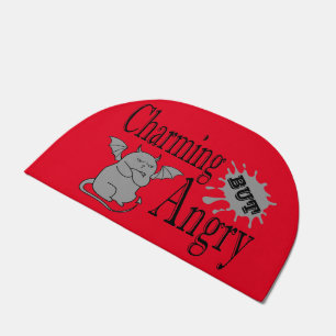 Charming but angry little devil cat funny quote doormat
