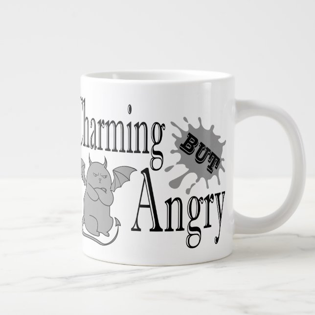 Charming but angry little devil cat funny quote giant coffee mug (Right)
