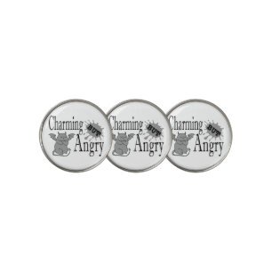 Charming but angry little devil cat funny quote golf ball marker