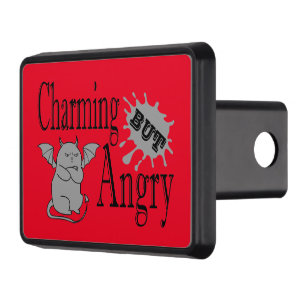 Charming but angry little devil cat funny quote hitch cover