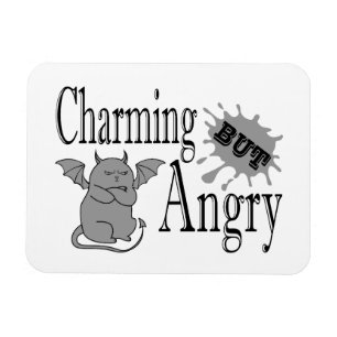 Charming but angry little devil cat funny quote magnet
