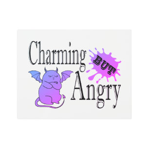 Charming but angry little devil cat funny quote metal print