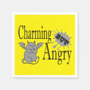 Charming but angry little devil cat funny quote napkins
