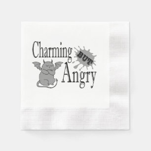 Charming but angry little devil cat funny quote napkins