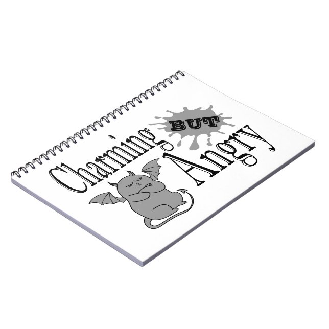 Charming but angry little devil cat funny quote notebook (Left Side)
