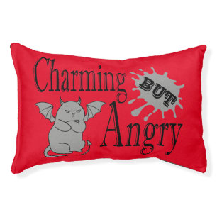 Charming but angry little devil cat funny quote pet bed
