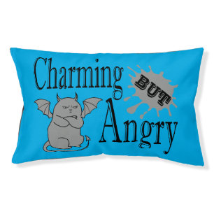 Charming but angry little devil cat funny quote pet bed