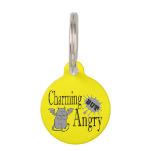 Charming but angry little devil cat funny quote pet ID tag