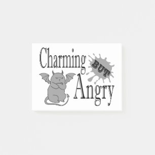 Charming but angry little devil cat funny quote post-it notes