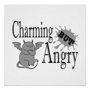 Charming but angry little devil cat funny quote poster