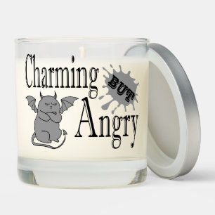 Charming but angry little devil cat funny quote scented candle