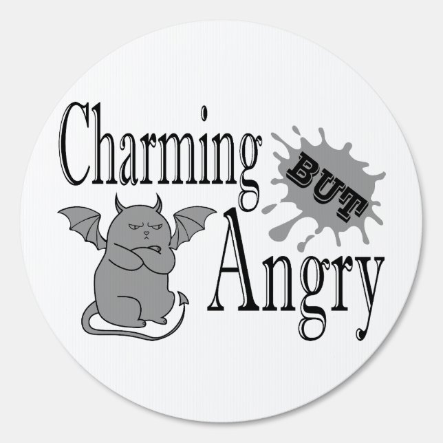 Charming but angry little devil cat funny quote sign (Front)