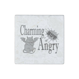 Charming but angry little devil cat funny quote stone magnet