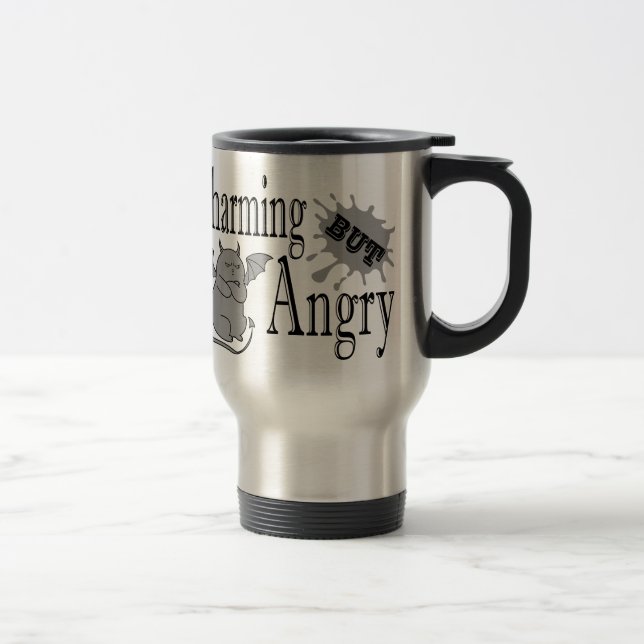 Charming but angry little devil cat funny quote travel mug (Right)