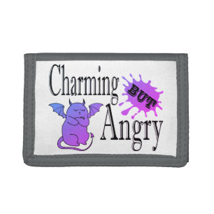 Charming but angry little devil cat funny quote trifold wallet