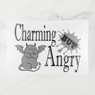 Charming but angry little devil cat funny quote trinket tray