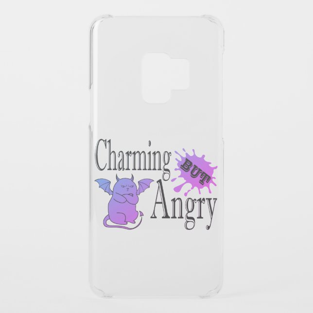 Charming but angry little devil cat funny quote uncommon samsung galaxy case (Back)