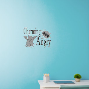 Charming but angry little devil cat funny quote wall decal 