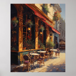 Charming Cafe Bistro on a Paris sunny day Poster