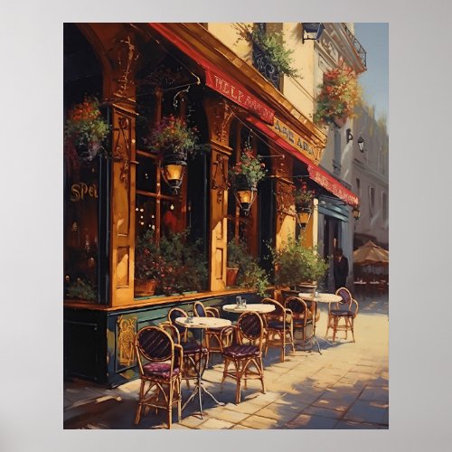 Charming Cafe Bistro on a Paris sunny day Poster