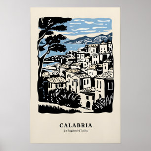 Charming Calabria Town Poster, Nostalgic Italy Poster