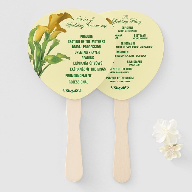 Charming Calla Lily Wedding Hand Fans (Front and Back)