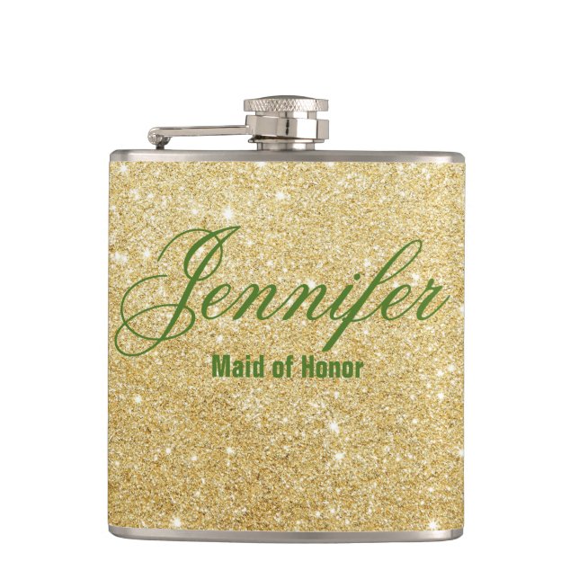 Charming Calla Lily Wedding Maid of Honor Flask (Front)