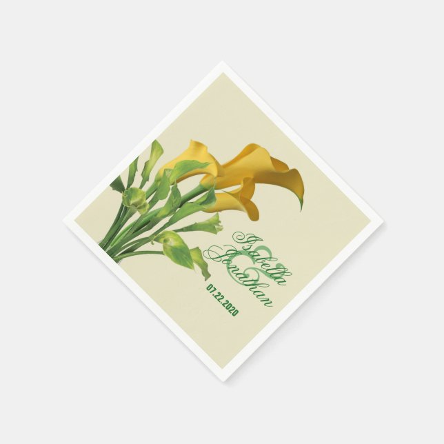 Charming Calla Lily Wedding Paper Napkins (Corner)