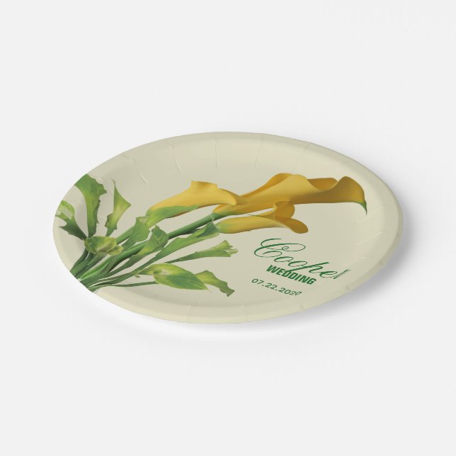 Charming Calla Lily Wedding Paper Plates (Angled)