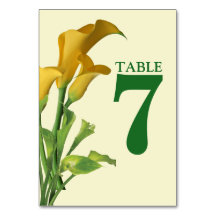 Charming Calla Lily Wedding Table Number Card