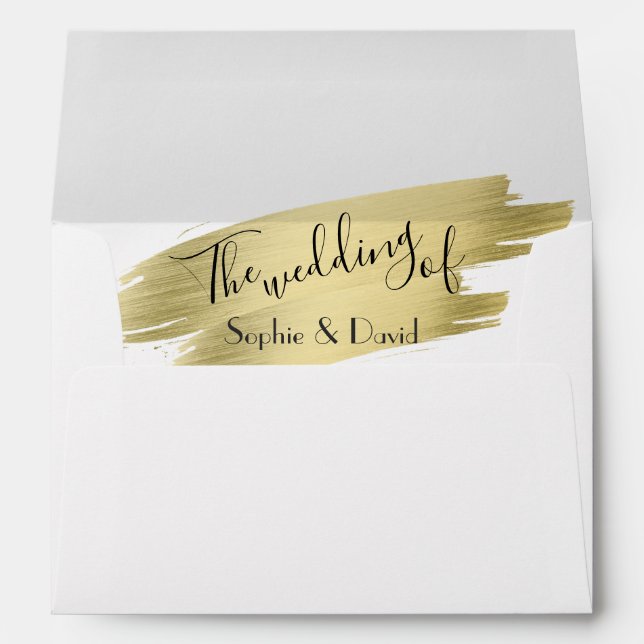 Charming Calligraphy Gold Stroke Wedding Envelope (Back (Bottom))