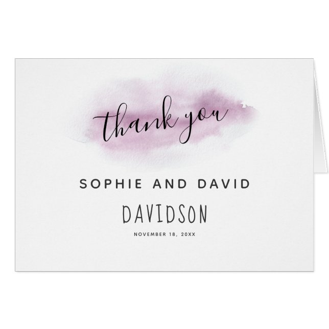 Charming Calligraphy Watercolor Stroke Thank you (Front Horizontal)