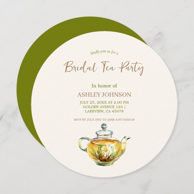 CHARMING Camomile Bridal Tea Party Invitation (Front/Back)