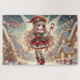 Charming Candy Cane Christmas Fairy Jigsaw Puzzle