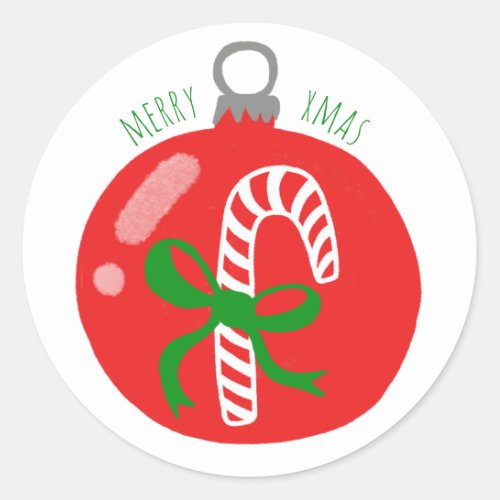 Charming Candycane Christmas Ornament Xmas Holiday Classic Round Sticker