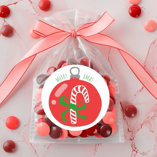 Charming Candycane Christmas Ornament Xmas Holiday Classic Round Sticker