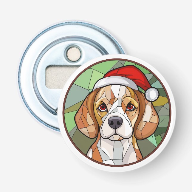 Charming Canine Cheer: Beagle themed Christmas Bottle Opener (Front)
