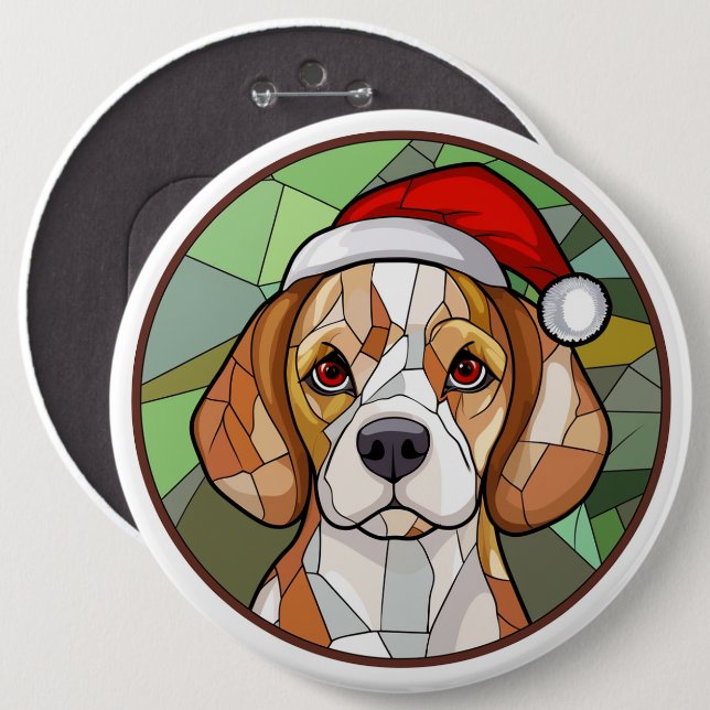 Charming Canine Cheer: Beagle themed Christmas Button (Front & Back)