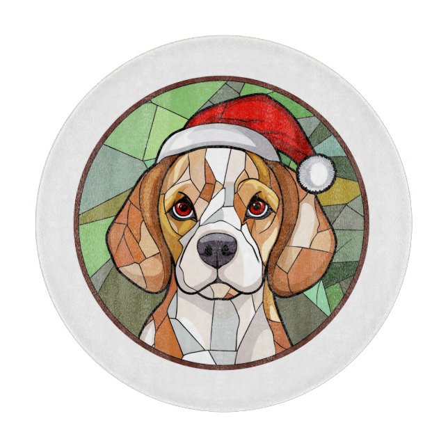 Charming Canine Cheer: Beagle themed Christmas Cutting Board (Front)
