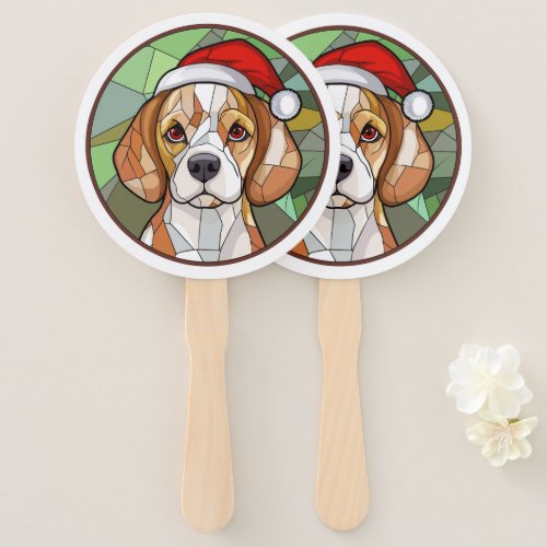 Charming Canine Cheer Beagle themed Christmas Hand Fan
